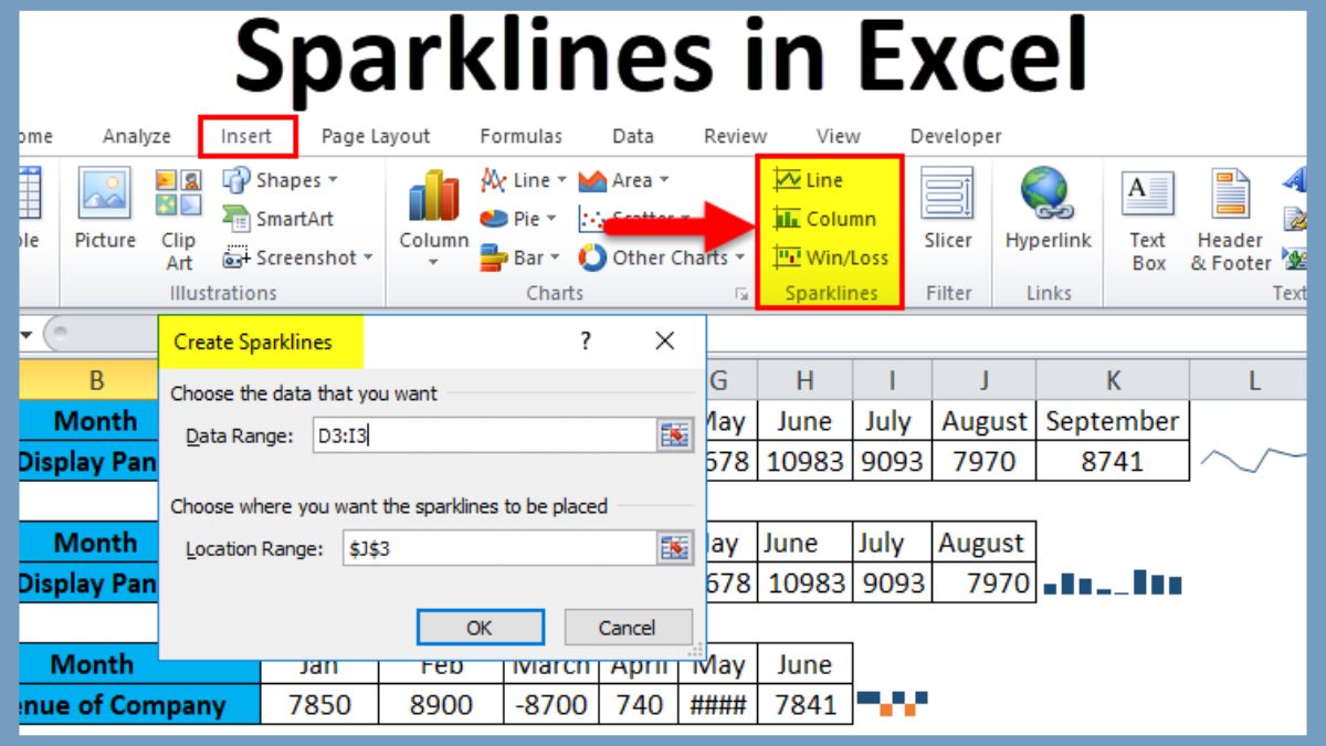 Hướng dẫn cách tạo và sử dụng Sparkline trong Excel
